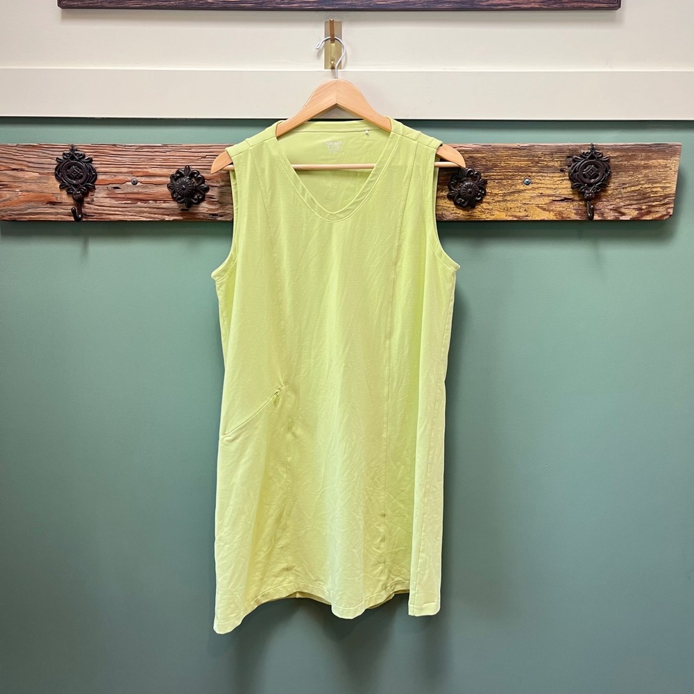 Toad&Co Womens XL Lime Green Sleeveless V-Neck Shift Dress with Side Zip Pocket